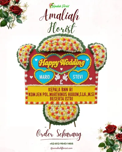 Karangan Papan Bunga Pernikahan di Asemdoyong